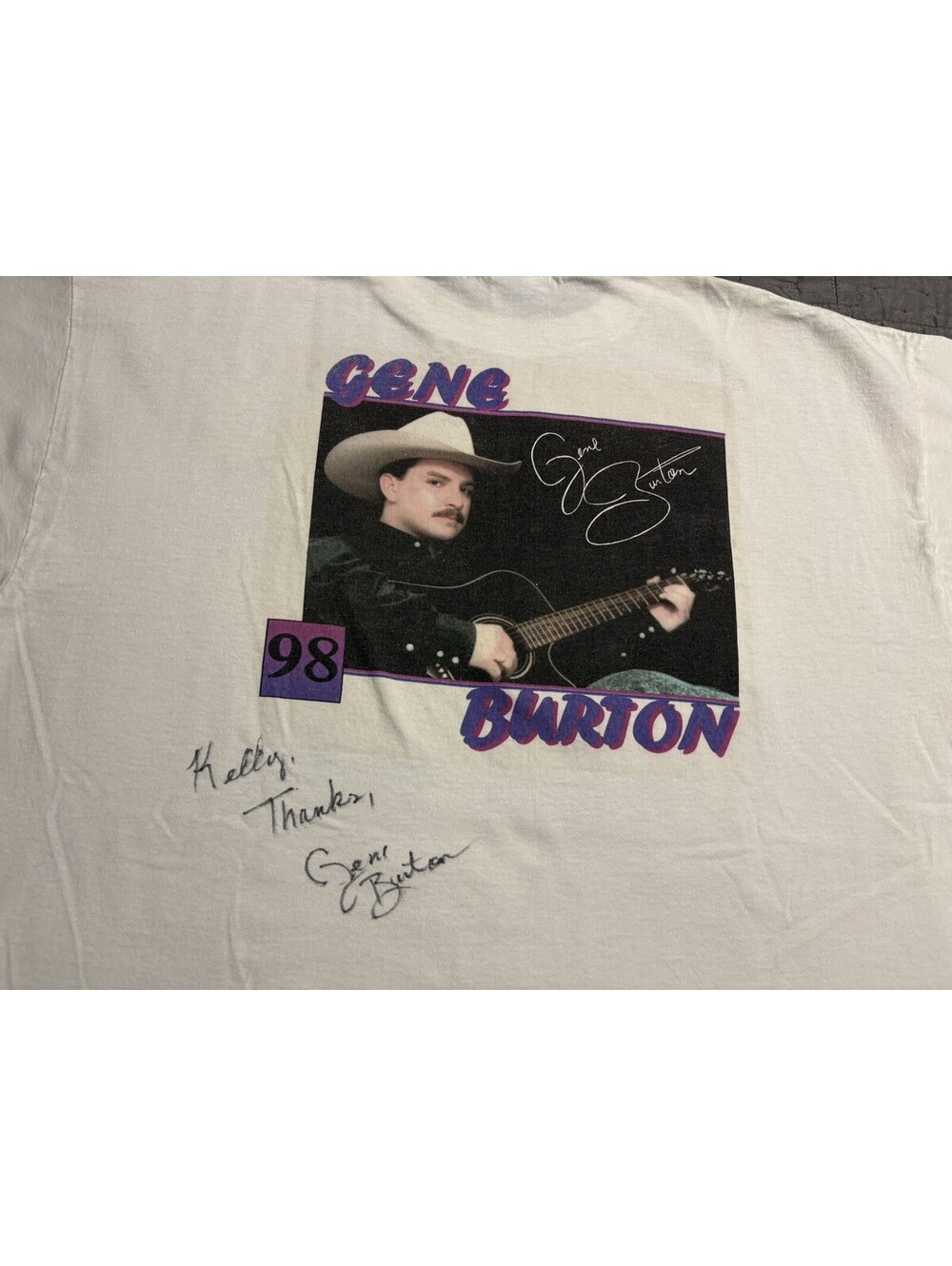 Vntg Autograph Gene Burton Shirt XL Single Stitch Country Music USA All Sport